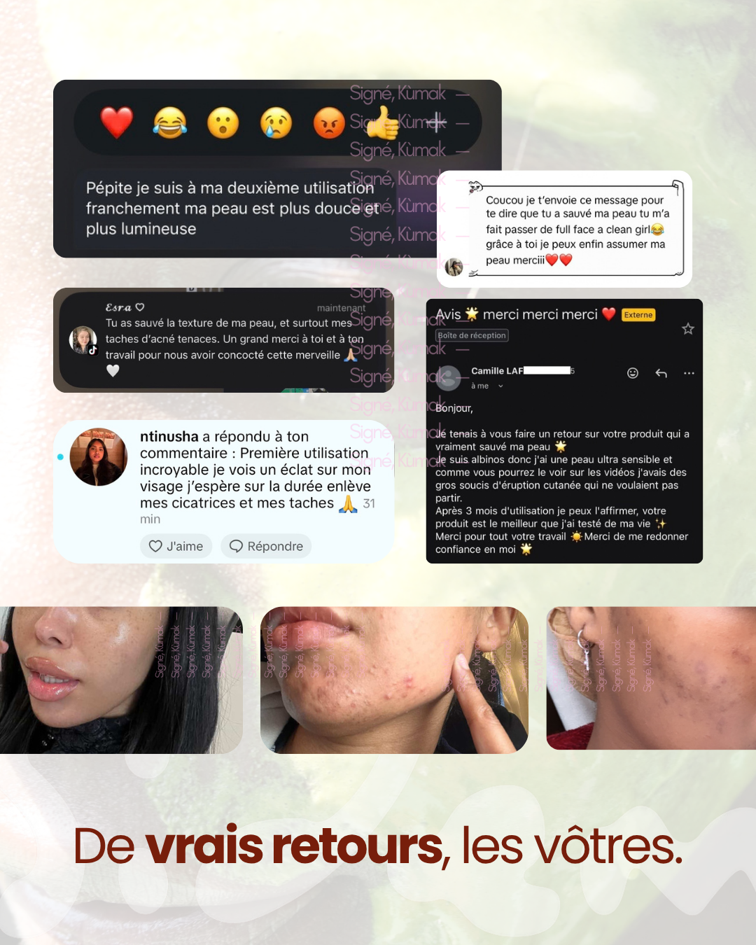 Retours de clientes sur la poudre SIDEM au jujubier, messages et photos